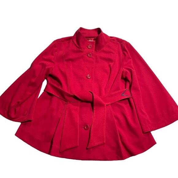 Simply Chloe Dao Jacket Belted Button Boxy Blazer Women's Size Medium Red - Picture 1 of 12